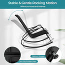 2 Pieces Patio Rocking Chairs Outdoor Sling Fabric Rockers with Ergonomic Backrest and Seat-Black by LJGDeals