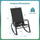 2 Pieces Patio Rocking Chairs Outdoor Sling Fabric Rockers with Ergonomic Backrest and Seat-Black by LJGDeals
