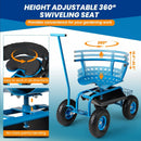 Rolling Garden Cart with Height Adjustable Swivel Seat and Storage Basket by LJGDeals