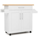 Rolling Kitchen Island Cart with Towel and Spice Rack