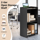Rolling Podium Stand with 2 Shelves and Lockable Wheels-Black