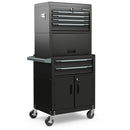 3-in-1 6-Drawer Rolling Tool Chest Storage Cabinet with Universal Wheels and Hooks by LJGDeals