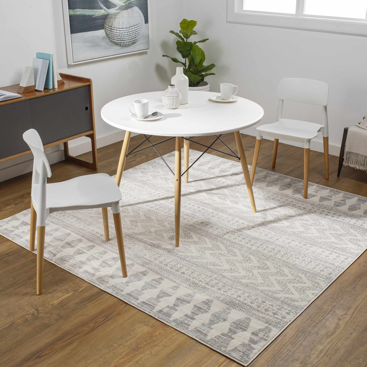 Chinnor Neutral Area Rug, installed in a room