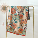 Romantic beige & black floral cotton bath towel bathroom decor by Decorbites