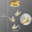 GobekUsa Butterfly LED Chandelier for Duplex Villa Living Room Romantic Wedding Decor