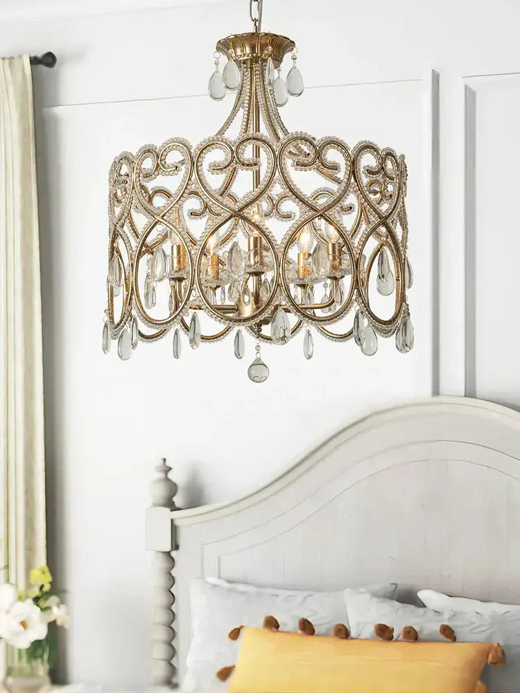 GobekUsa Crystal Heart Ceiling Light - Romantic Princess Bedroom Chandelier, photo 2 of 9