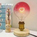 Romantic gradient pink led filament heart light bulb bedroom lamp by Decorbites