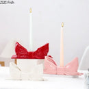 Romantic pink bowknot ceramic candle holder dining room aesthetic decor by Decorbites