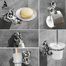 GobekUsa Bathroom Hardware Set: Toilet Paper Holder, Towel Bar, Brush Holder - Mountable Romantic Design