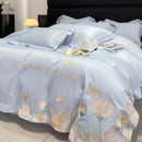 GobekUsa Embroidered Flowers Butterfly Bedding Set - 4Pcs