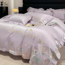 GobekUsa Embroidered Flowers Butterfly Bedding Set - 4Pcs