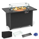 50000 BTU 2 Inch ropane Gas Fire Pit Table with Wind Guard and Glass Rocks by LJGDeals