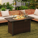 50000 BTU 2 Inch ropane Gas Fire Pit Table with Wind Guard and Glass Rocks by LJGDeals
