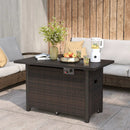 50000 BTU 2 Inch ropane Gas Fire Pit Table with Wind Guard and Glass Rocks by LJGDeals