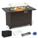 50000 BTU 2 Inch ropane Gas Fire Pit Table with Wind Guard and Glass Rocks by LJGDeals