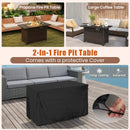 50000 BTU 2 Inch ropane Gas Fire Pit Table with Wind Guard and Glass Rocks by LJGDeals