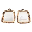 Roped Mother of Pearl Golden Clip Earrings