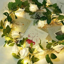 White rose flower string lights bedroom decorative ambiance accent by Decorbites