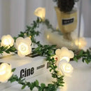 White rose flower string lights bedroom decorative ambiance accent by Decorbites