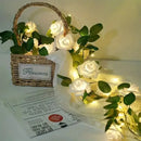 White rose flower string lights bedroom decorative ambiance accent by Decorbites