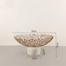 GobekUsa Coral Disc Pedestal | Metal Tray Marble Base Fruit Plate Gold Compote