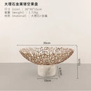 GobekUsa Coral Disc Pedestal | Metal Tray Marble Base Fruit Plate Gold Compote