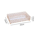 GobekUsa Crystal Glass Mirror Tray Cosmetic Jewelry Organizer Shelf Storage