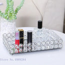 GobekUsa Crystal Glass Mirror Tray Cosmetic Jewelry Organizer Shelf Storage