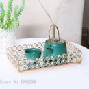 GobekUsa Crystal Glass Mirror Tray Cosmetic Jewelry Organizer Shelf Storage
