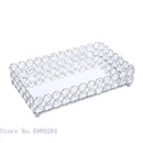 GobekUsa Crystal Glass Mirror Tray Cosmetic Jewelry Organizer Shelf Storage