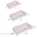 GobekUsa Crystal Glass Mirror Tray Cosmetic Jewelry Organizer Shelf Storage