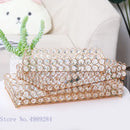 GobekUsa Crystal Glass Mirror Tray Cosmetic Jewelry Organizer Shelf Storage
