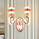 GobekUsa Rose Gold Metallic LED Wall Sconce with 2 Swirl Arm Heads - Modernist Urn Shape for Corridors