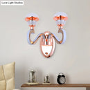 GobekUsa Rose Gold Metallic LED Wall Sconce with 2 Swirl Arm Heads - Modernist Urn Shape for Corridors