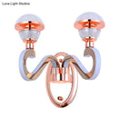 GobekUsa Rose Gold Metallic LED Wall Sconce with 2 Swirl Arm Heads - Modernist Urn Shape for Corridors