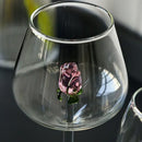 Rose stemware wine glass with pink flowers – dining room decor by Decorbites