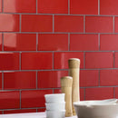 Rosso Glossy Ceramic Tiles 4x8