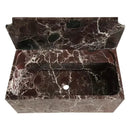 Rosso Levanto Wall Mount Marble Bathroom Sink With Backsplash 30 x 16