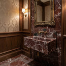 Rosso Levanto Wall Mount Marble Bathroom Sink With Backsplash 30 x 16