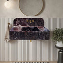 Rosso Levanto Fluted Red Marble Wall Mount Bathroom Sink With Backsplash