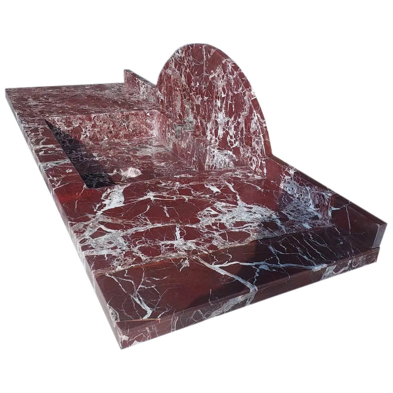 Rosso Levanto Marble Rectangular Wall-mount Sink (W)20" (L)52" (H)5" with 10" backsplash profile view