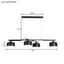 GobekUsa Rotatable Chandelier with Modern Drum Shade - 4 Lights, Metallic Hanging Light in Black