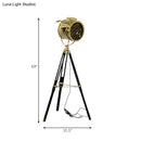 GobekUsa Rotatable Cylinder Metal Shade Floor Light - Tripod Design, Industrial Style, 1-Light, Indoor Standing Lamp - Black