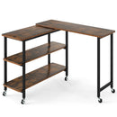 360° Rotating Sofa Side Table with Storage Shelves and Wheels by LJGDeals