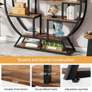 Round Bookshelf, 63 Inch Etagere Bookcase with Staggered Shelves