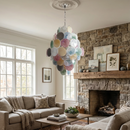 Round Colored Layered Glass Chandelier