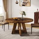Round Dining Table for 4, 47" Wooden Kitchen Table Farmhouse Dinner Table