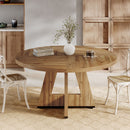 Round Dining Table for 4, 47" Wooden Kitchen Table Farmhouse Dinner Table