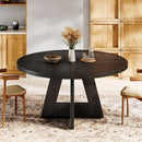 Round Dining Table for 4, 47" Wooden Kitchen Table Farmhouse Dinner Table