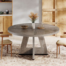 Round Dining Table for 4, 47" Wooden Kitchen Table Farmhouse Dinner Table